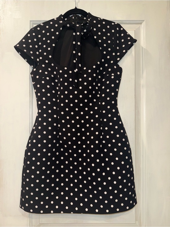 Zara Dresses & Skirts - Zara Black Dress with White Polka Dots and Tie-Neck